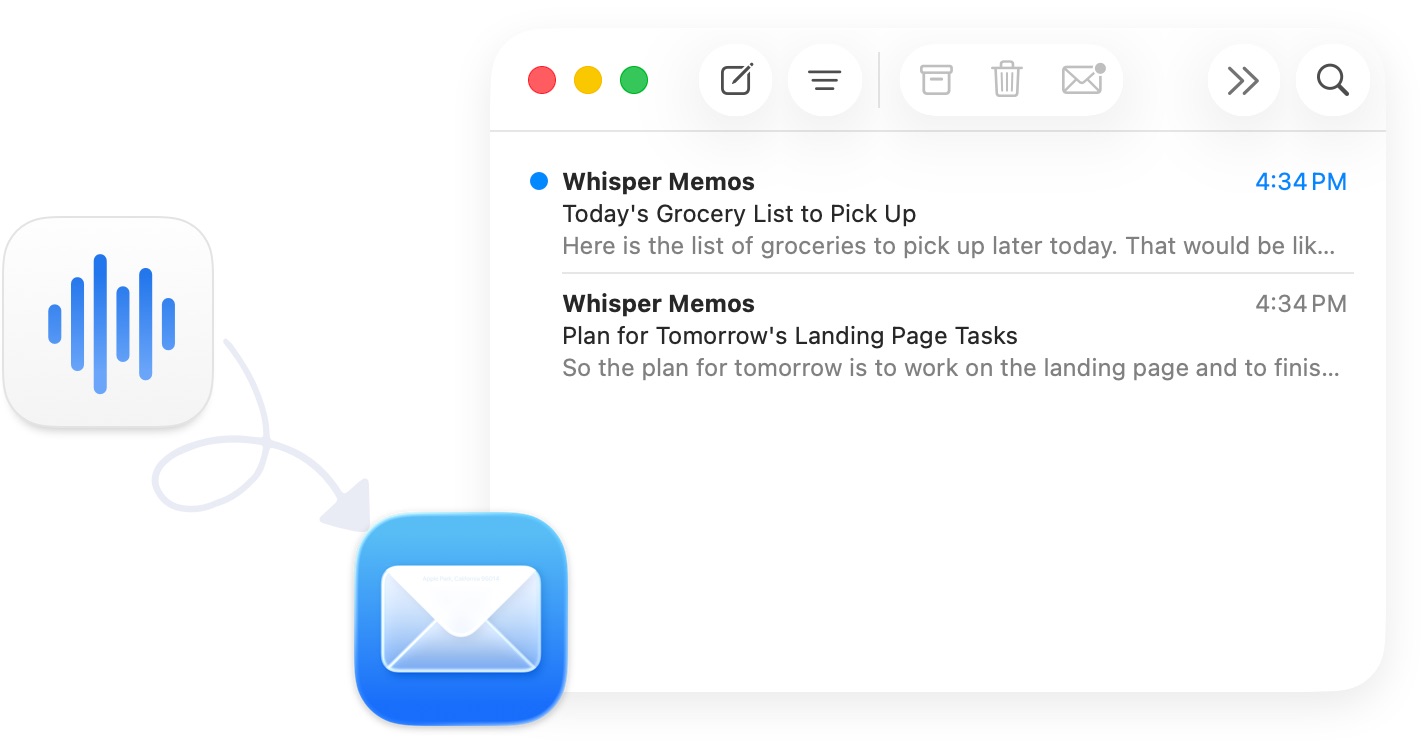 Whisper Memos sends transcribed memos to your email
