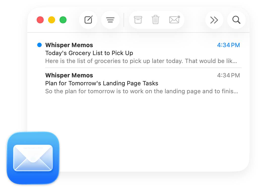 Formatted email with transcription