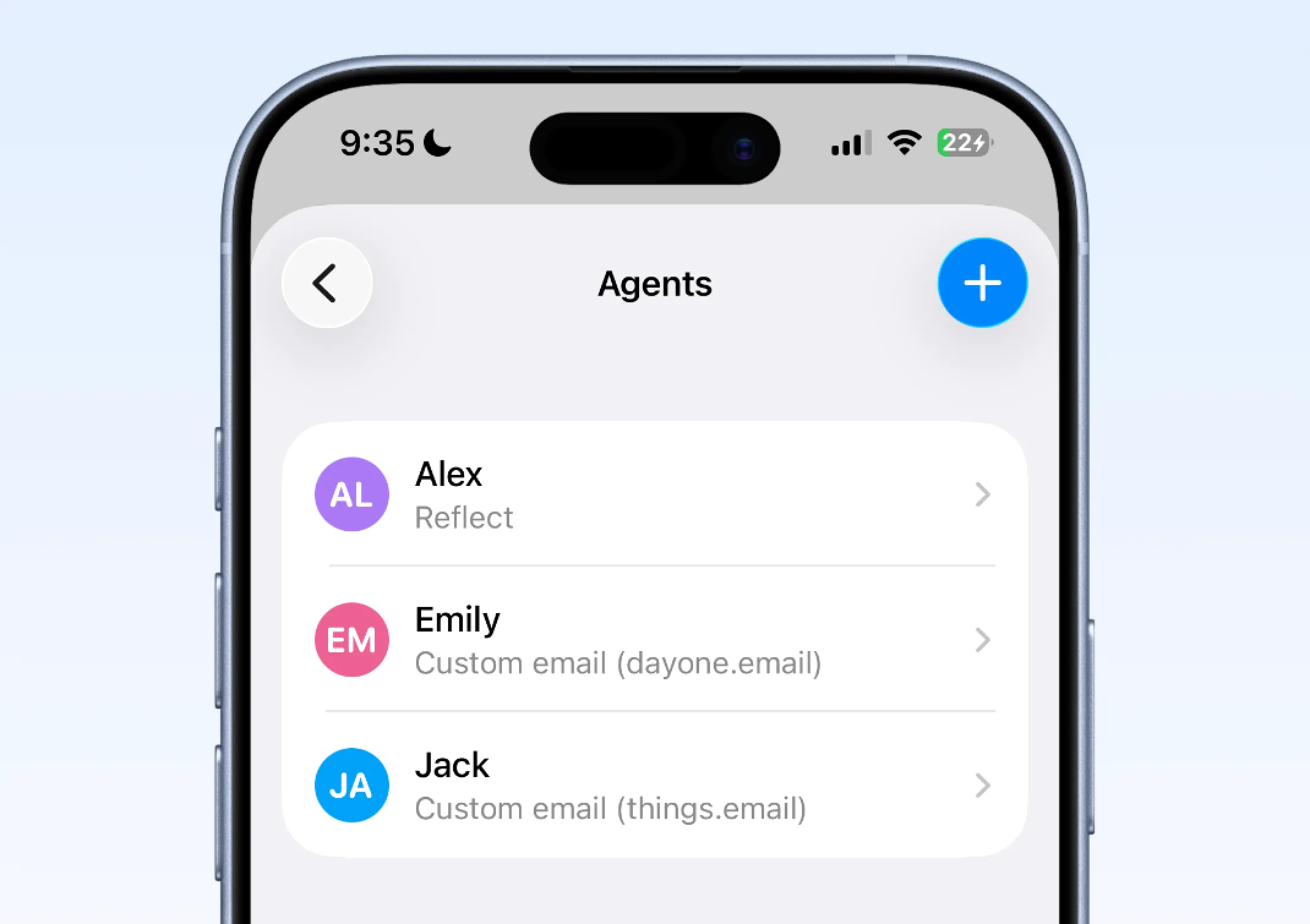 Agents settings screen in Whisper Memos