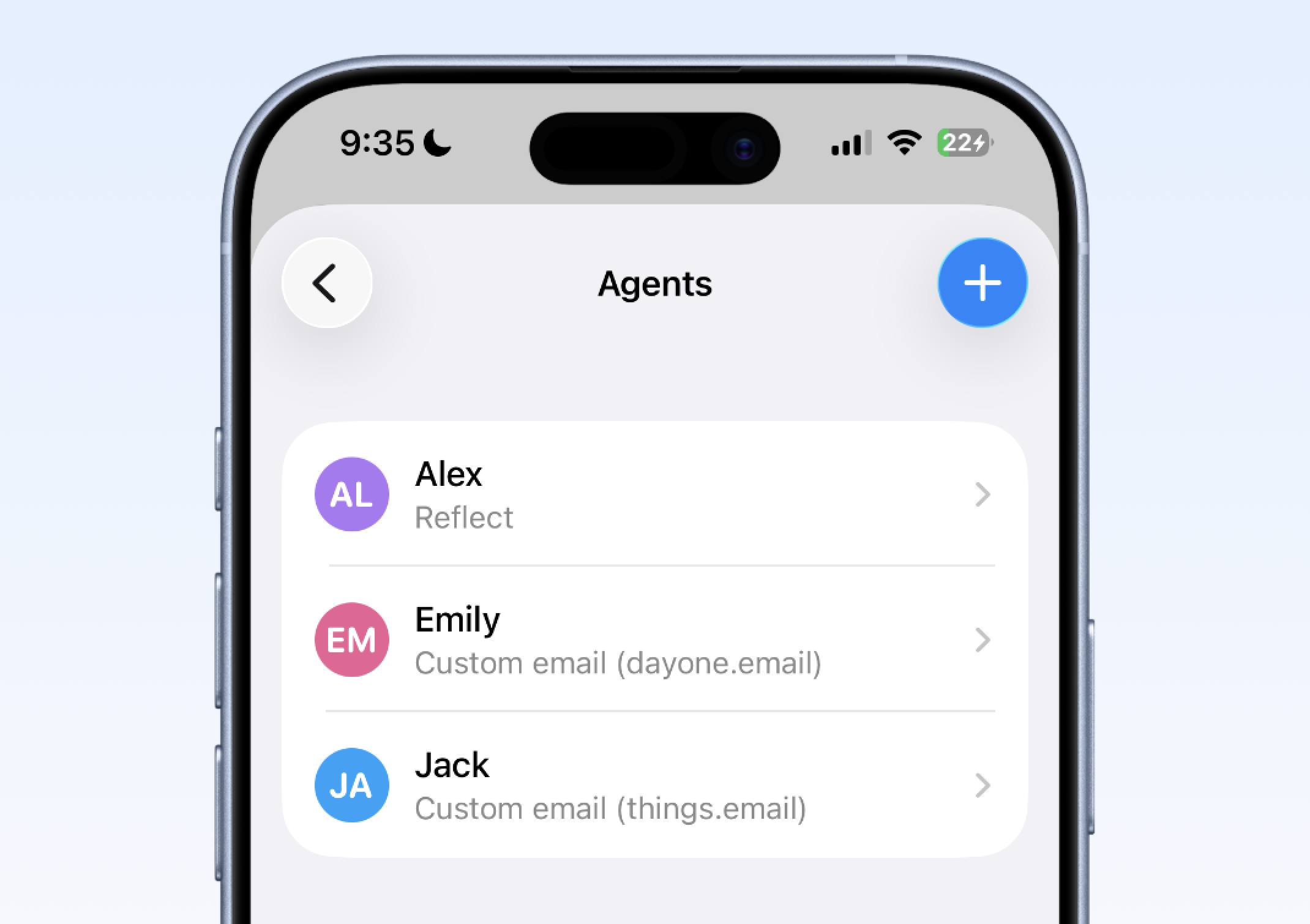 Agents settings screen in Whisper Memos