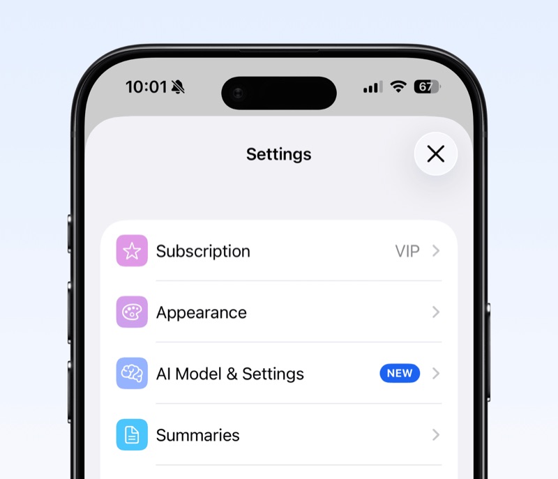 AI Model settings in Whisper Memos showing Cohere Transcribe option