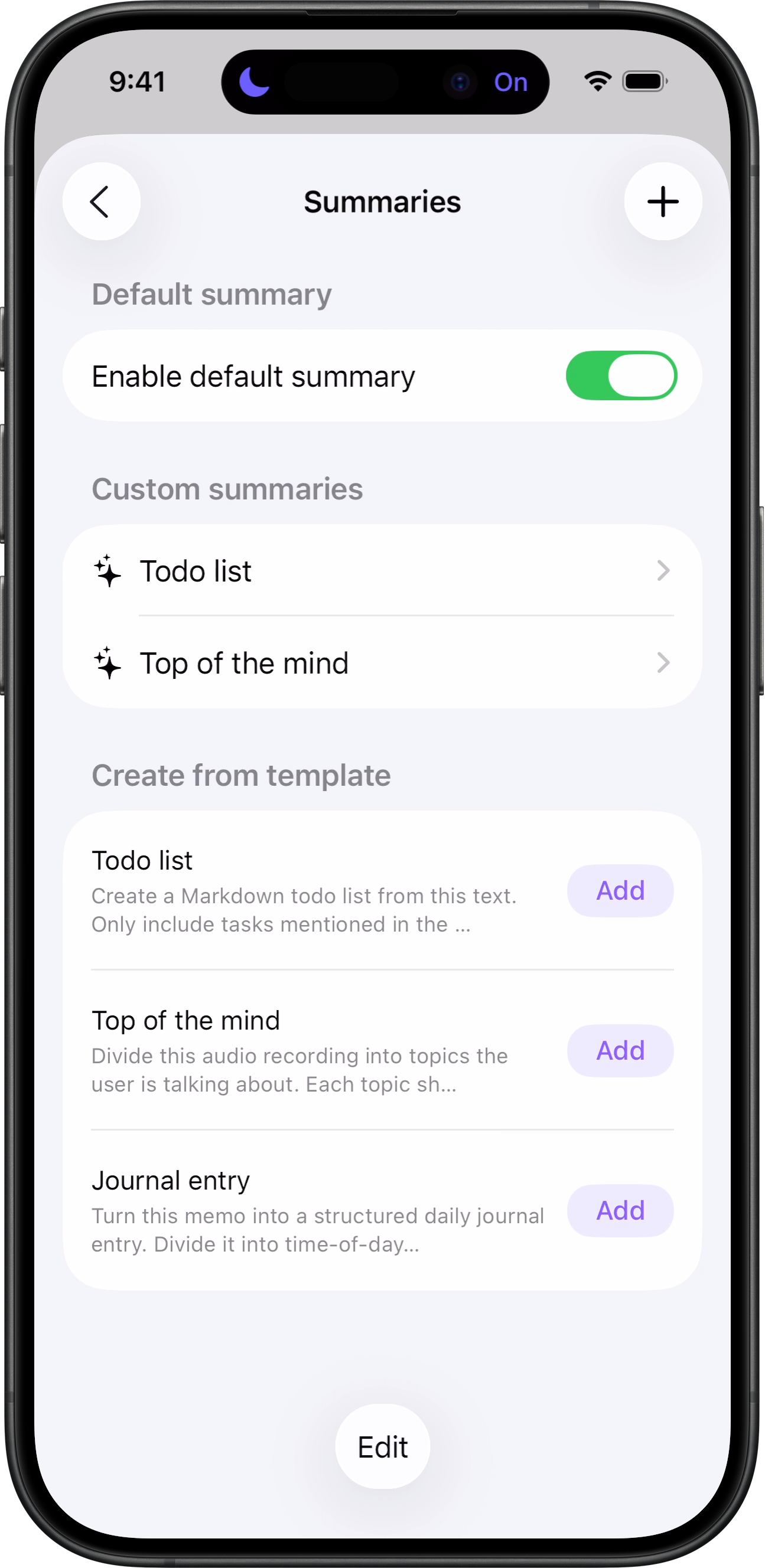 Multiple custom summaries in Whisper Memos