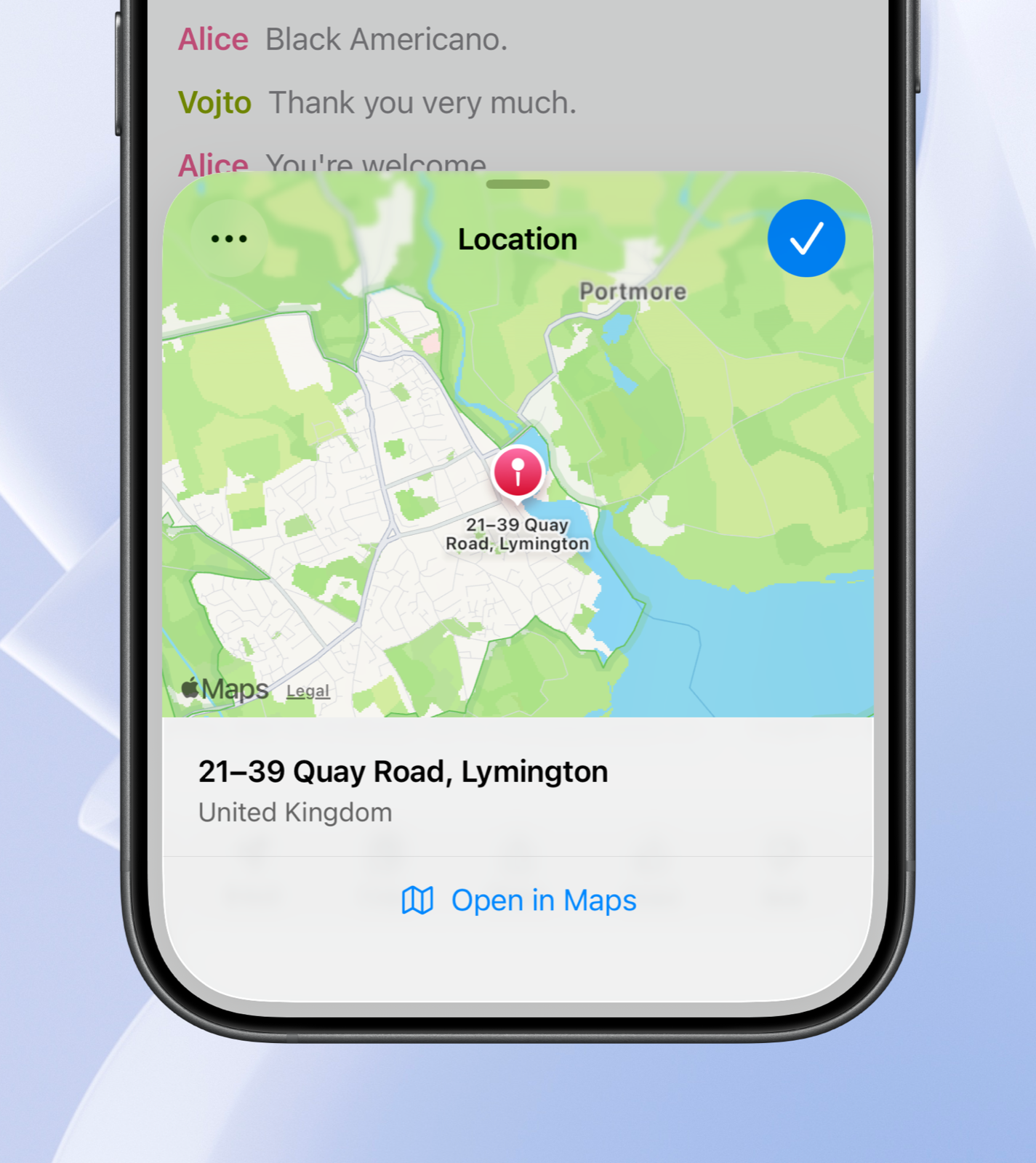 A memo location shown on a map in Whisper Memos