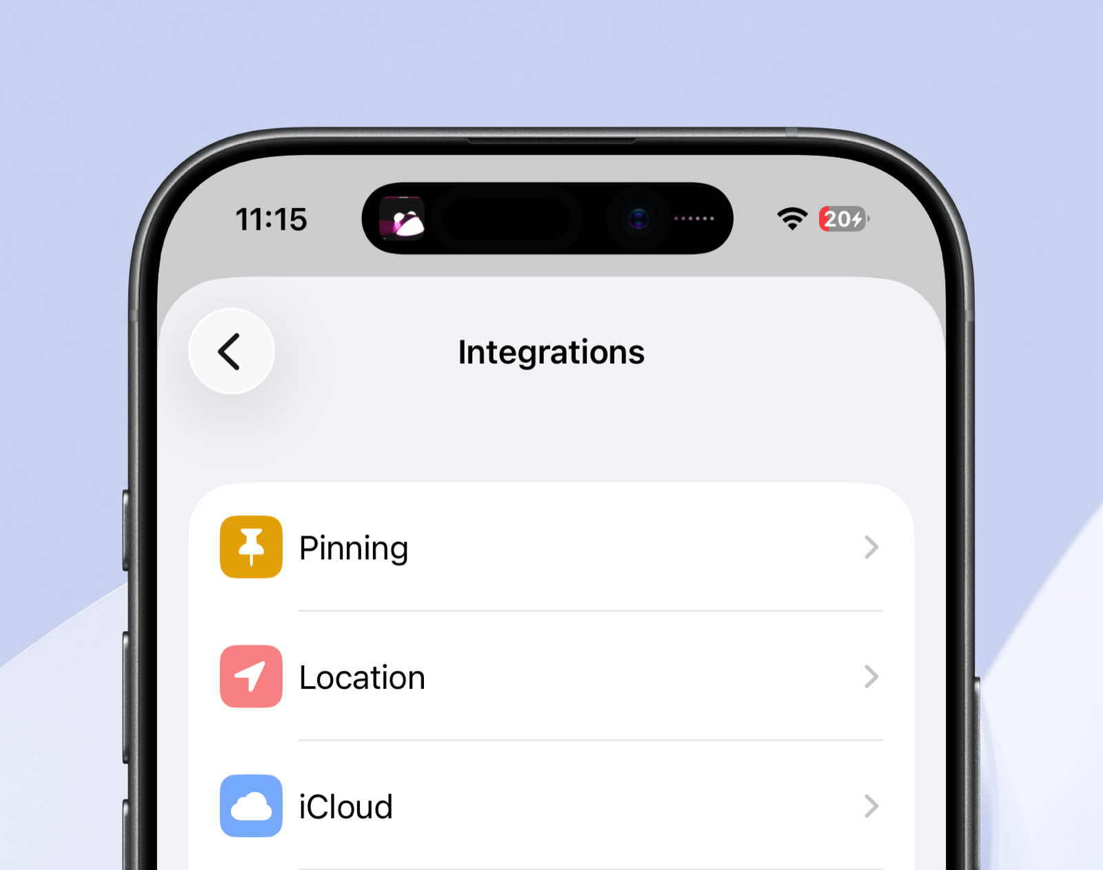 Location in the Whisper Memos integrations settings