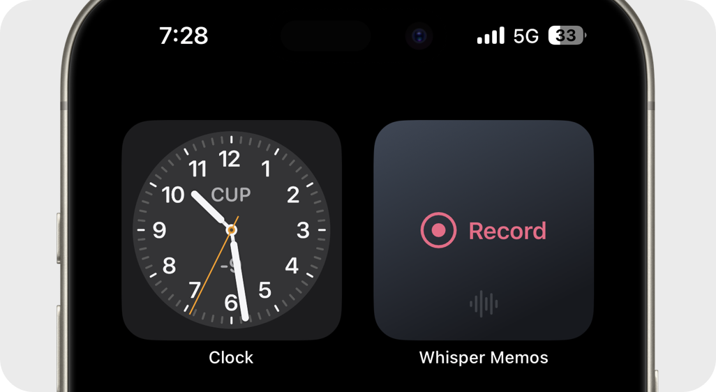 Whisper Memos lock screen widget