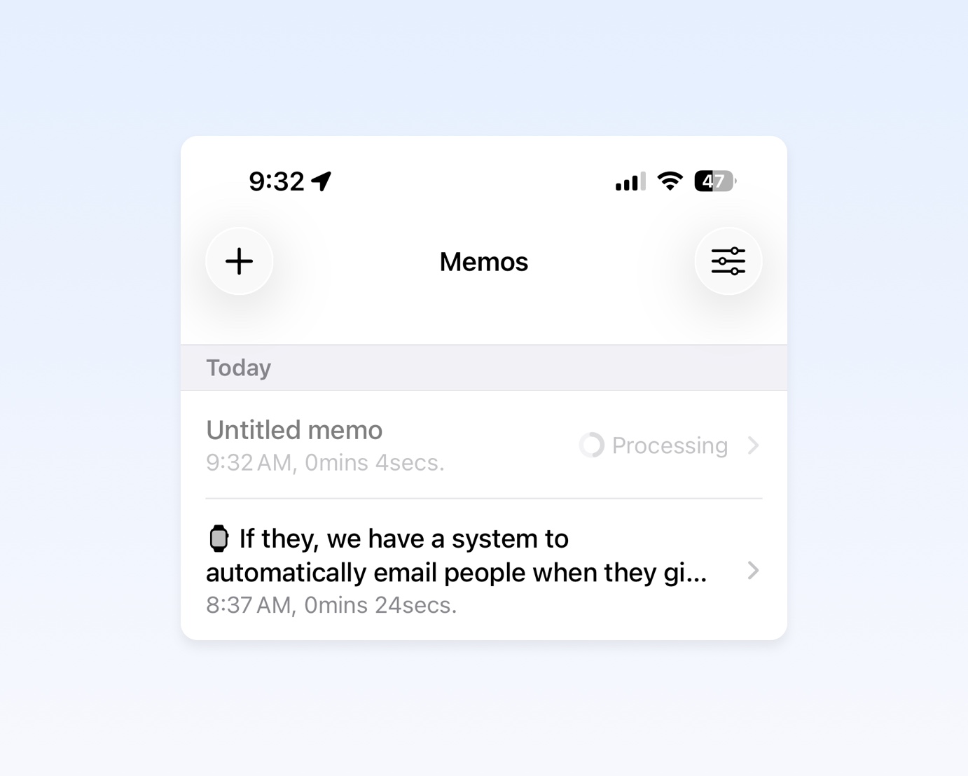 Upload progress indicator in Whisper Memos