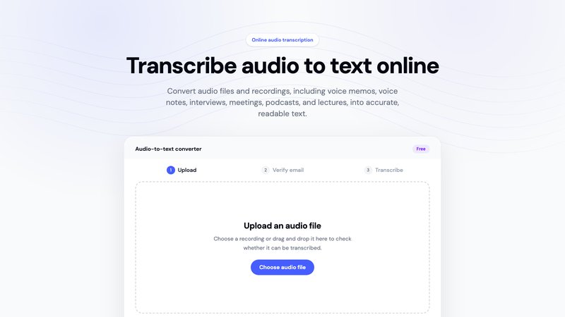 Transcribe audio online, free
